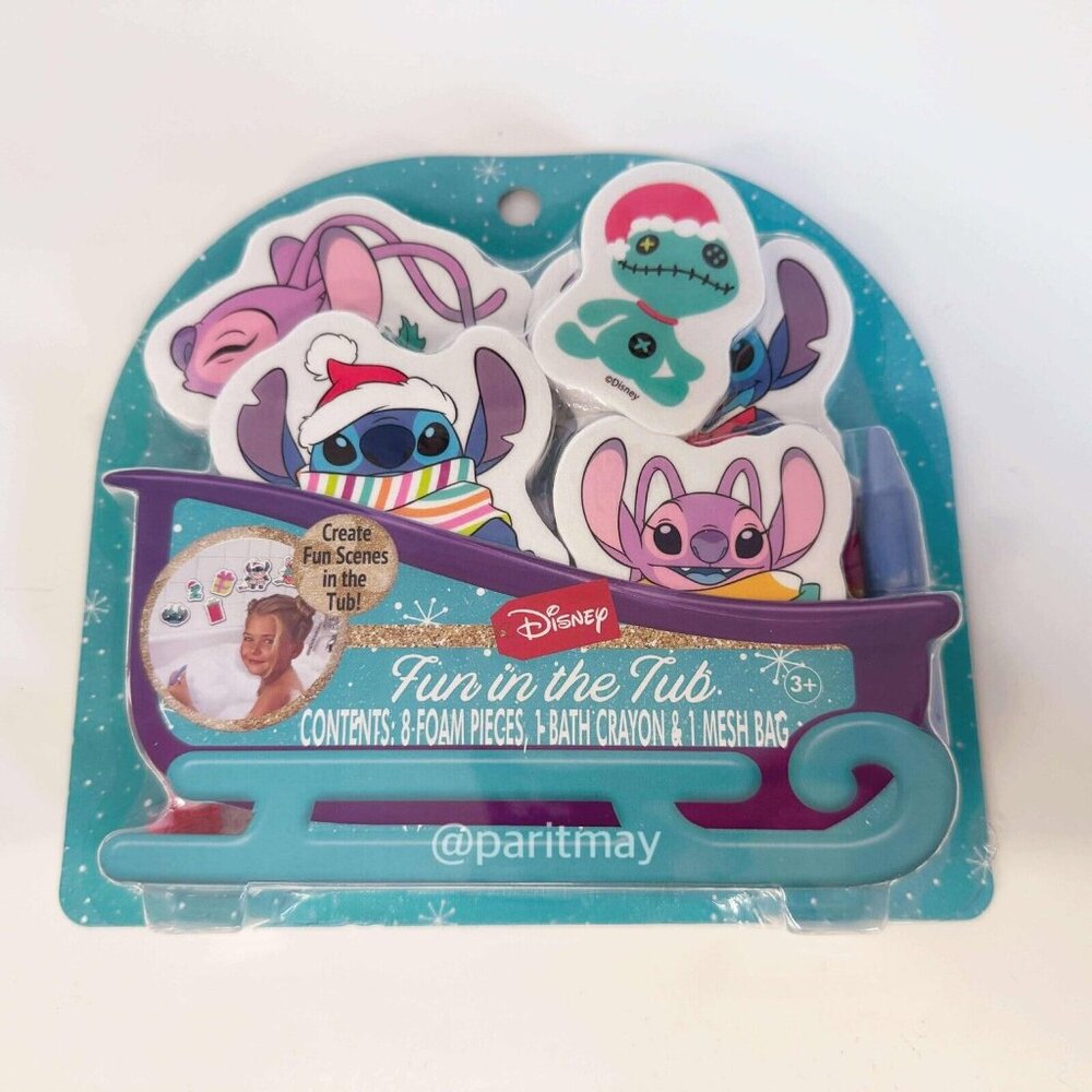 Disney Fun In The Tub Stitch 8 foam pieces 1 bath crayon 1 mesh bag